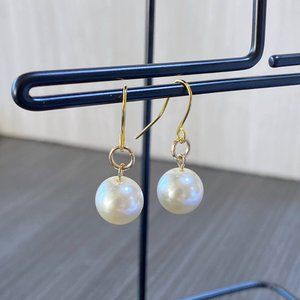 Gold Reclaimed Glass Faux-Pearl Earrings